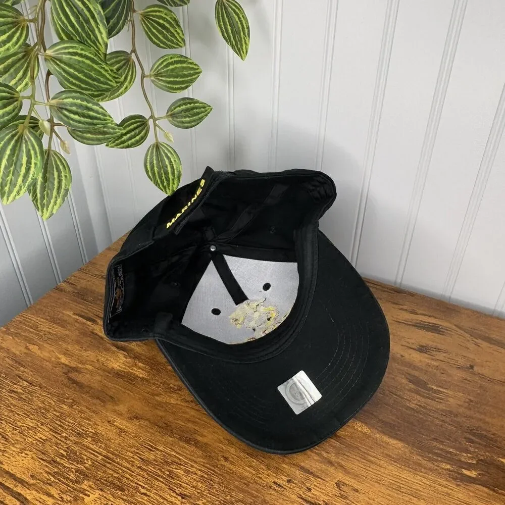 USMC Marines Eagle Crest Black Military Baseball Hat Cap One Size